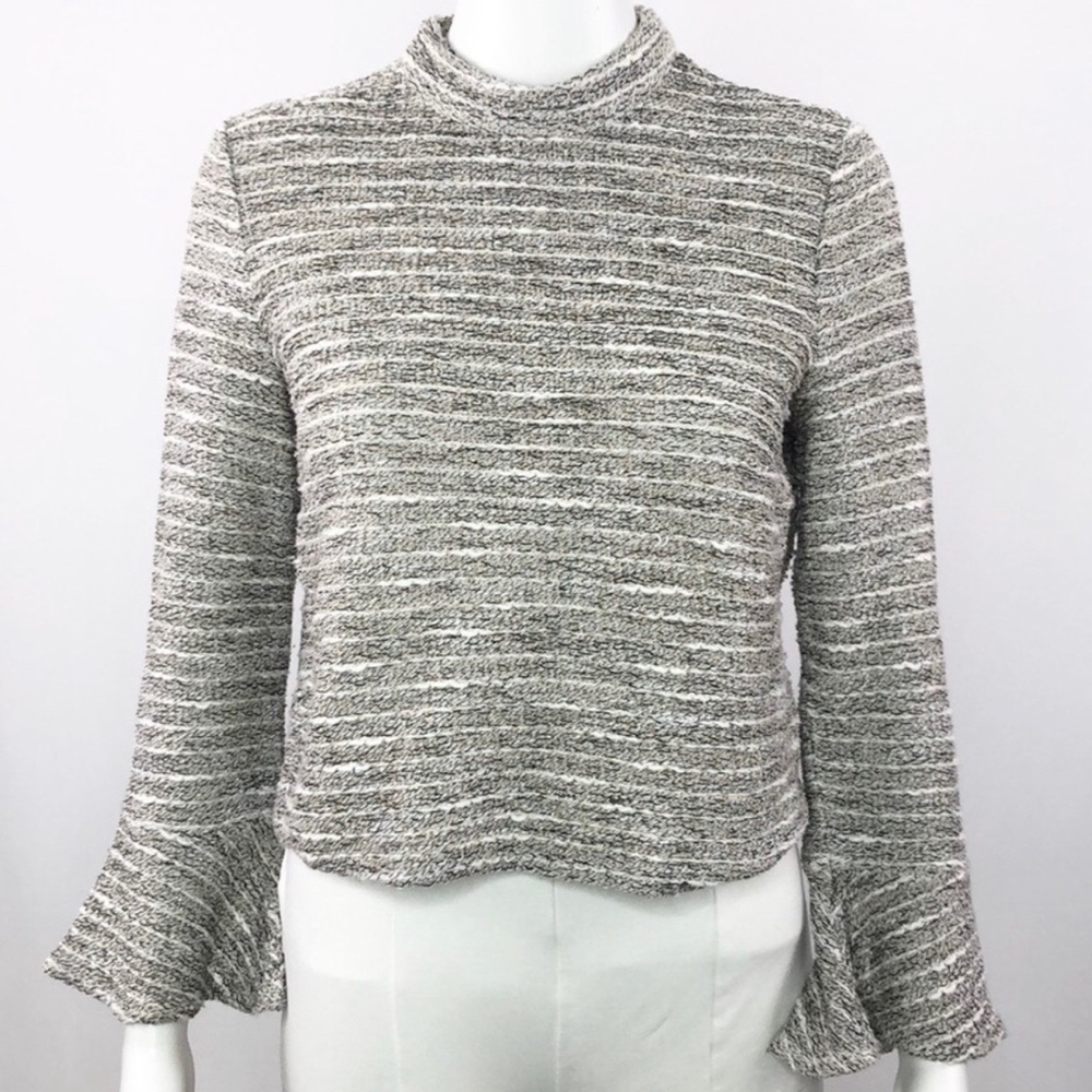 Zara Woman metallic mock turtleneck tweed sweater small